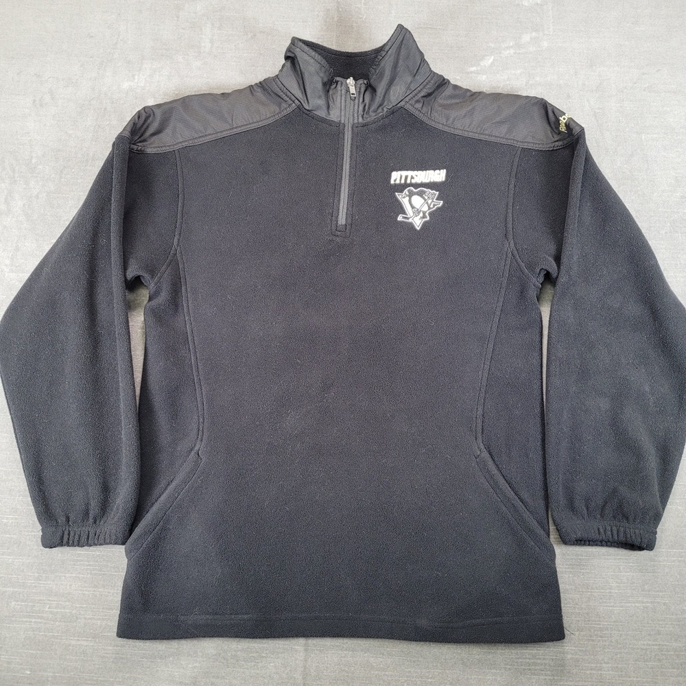 Reebok‎ Y2K Pittsburgh Penguins NHL Hockey Fleece 1/4 Zip Jacket Black Youth L